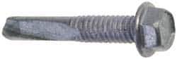 Buildex - 1/4", Hex Washer Head, Hex Drive, 4" Length Under Head, #5 Point, Self Drilling Screw - Steel - Industrial Tool & Supply