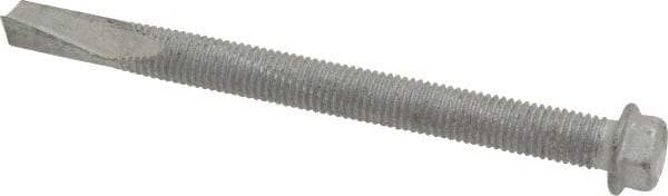 Buildex - 1/4", Hex Washer Head, Hex Drive, 3" Length Under Head, #5 Point, Self Drilling Screw - Steel - Industrial Tool & Supply