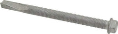Buildex - 1/4", Hex Washer Head, Hex Drive, 3" Length Under Head, #5 Point, Self Drilling Screw - Steel - Industrial Tool & Supply