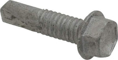 Buildex - #12, Hex Washer Head, Hex Drive, 7/8" Length Under Head, #4 Point, Self Drilling Screw - Steel - Industrial Tool & Supply