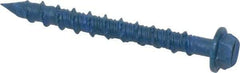 Made in USA - 3/16" Diam, 1-3/4" Length Under Head, Hex Drive, Concrete Screw & Masonry Fastener - Steel, Blue Climaseal Finish, Includes Drill Bit - Industrial Tool & Supply