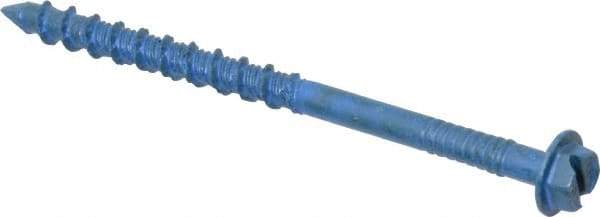 Made in USA - 3/16" Diam, 2-3/4" Length Under Head, Hex Drive, Concrete Screw & Masonry Fastener - Steel, Blue Climaseal Finish, Includes Drill Bit - Industrial Tool & Supply