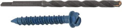 Made in USA - 1/4" Diam, 1-3/4" Length Under Head, Hex Drive, Concrete Screw & Masonry Fastener - Steel, Blue Climaseal Finish, Includes Drill Bit - Industrial Tool & Supply