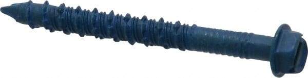 Made in USA - 1/4" Diam, 2-1/4" Length Under Head, Hex Drive, Concrete Screw & Masonry Fastener - Steel, Blue Climaseal Finish, Includes Drill Bit - Industrial Tool & Supply