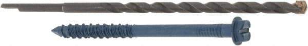 Made in USA - 1/4" Diam, 3-1/4" Length Under Head, Hex Drive, Concrete Screw & Masonry Fastener - Steel, Blue Climaseal Finish, Includes Drill Bit - Industrial Tool & Supply