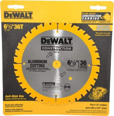DeWALT - 6-1/2" Diam, 5/8" Arbor Hole Diam, 36 Tooth Wet & Dry Cut Saw Blade - Carbide-Tipped, Standard Round Arbor - Industrial Tool & Supply