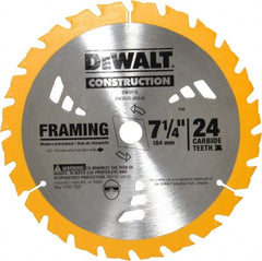 Wet & Dry Cut Saw Blade: 7-1/4″ Dia, 5/8″ Arbor Hole, 0.071″ Kerf Width, 24 Teeth Round with Diamond Knockout Arbor