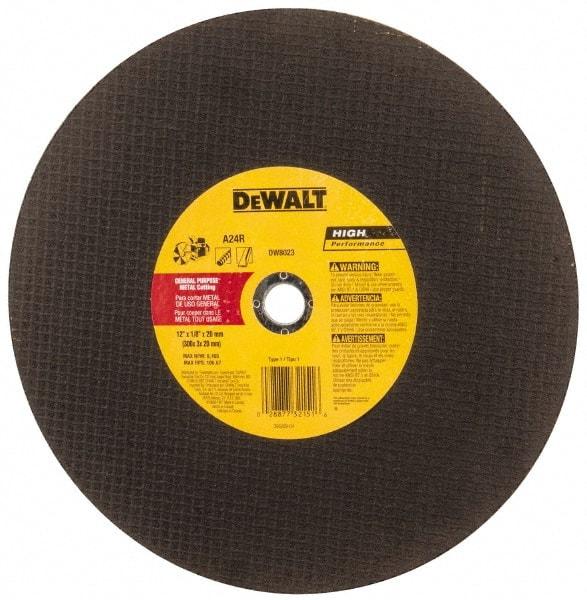 DeWALT - 12" Aluminum Oxide Cutoff Wheel - 1/8" Thick, 20mm Arbor, 6,400 Max RPM, Use with Circular Saws - Industrial Tool & Supply