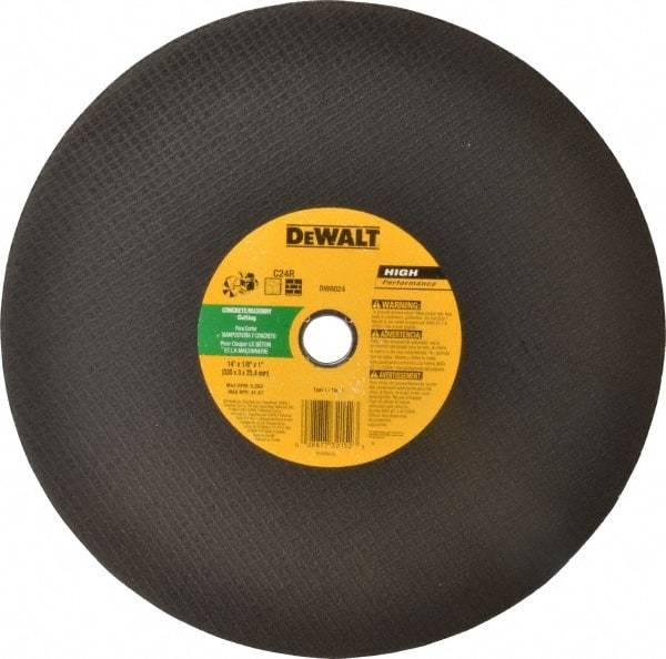 DeWALT - 14" Silicon Carbide Cutoff Wheel - 1/8" Thick, 1" Arbor, 5,500 Max RPM, Use with Circular Saws - Industrial Tool & Supply