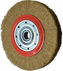 Value Collection - 12" OD, 1-1/4" Arbor Hole, Crimped Brass-Coated Steel Wheel Brush - 1-21/32" Face Width, 2-3/8" Trim Length, 0.007" Filament Diam, 3,000 RPM - Industrial Tool & Supply
