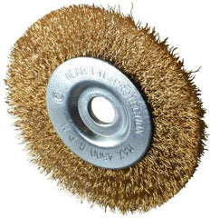 Value Collection - 4" OD, 1/2" Arbor Hole, Crimped Brass-Coated Steel Wheel Brush - 1/2" Face Width, 7/8" Trim Length, 0.012" Filament Diam, 4,500 RPM - Industrial Tool & Supply
