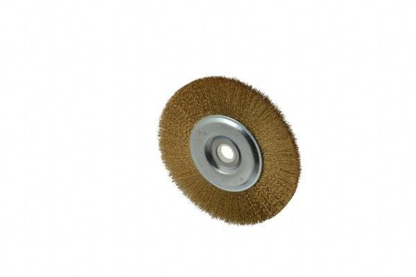 Value Collection - 5" OD, 5/8" Arbor Hole, Crimped Brass-Coated Steel Wheel Brush - 1/2" Face Width, 3/4" Trim Length, 0.012" Filament Diam, 3,750 RPM - Industrial Tool & Supply