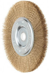 Value Collection - 6" OD, 5/8" Arbor Hole, Crimped Brass-Coated Steel Wheel Brush - 1/2" Face Width, 1-3/8" Trim Length, 0.012" Filament Diam, 3,750 RPM - Industrial Tool & Supply