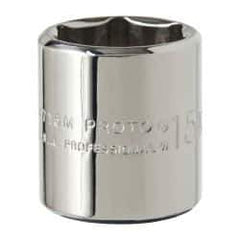 Proto - 1/4" Drive, Standard Hand Socket - 6 Points, 7/8" OAL, Alloy Steel, Chrome Finish - Industrial Tool & Supply