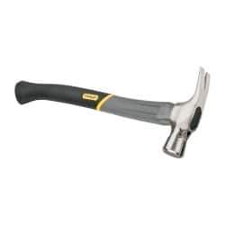 Stanley - 1-3/8 Lb Head, Straight Rip Claw Axe Handle Framing Hammer - 18" OAL, Forged Steel Head, 1-1/4" Face Diam, Checkered Face, Graphite Handle with Grip - Industrial Tool & Supply