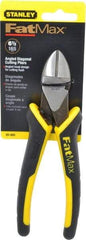 Stanley - 6-1/2" OAL, Diagonal Cutter - 7/8" Jaw Length x 1" Jaw Width, Oval/Angled Head, Double Injection Molded Handle - Industrial Tool & Supply