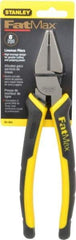 Stanley - 8-3/8" OAL, 1-1/2" Jaw Length x 1" Jaw Width, Side Cutting Linesman's Pliers - Serrated Jaw, Flat Nose Head, Bi-Material Cushion Grip Handles - Industrial Tool & Supply