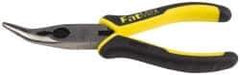 Stanley - 6-3/4" OAL, 1-13/16" Jaw Length x 11/16" Jaw Width, Long Nose Side Cutting Bent Nose Pliers - Serrated Jaw, Double Injection Molded Handles - Industrial Tool & Supply
