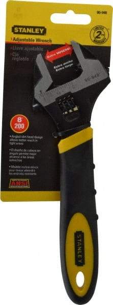 Stanley - 1-1/8" Jaw Capacity, 8" Standard Adjustable Wrench - Chrome Vanadium Steel, Black Finish, 8-1/2" OAL - Industrial Tool & Supply