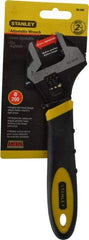 Stanley - 1-1/8" Jaw Capacity, 8" Standard Adjustable Wrench - Chrome Vanadium Steel, Black Finish, 8-1/2" OAL - Industrial Tool & Supply