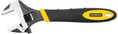 Stanley - 1-3/8" Jaw Capacity, 10" Standard Adjustable Wrench - Chrome Vanadium Steel, Black Finish, 10-1/2" OAL - Industrial Tool & Supply