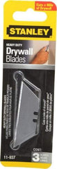 Stanley - 3 Piece Carbon Steel Drywall Utility Blade - 2-5/16" OAL, 0.024" Blade Thickness - Industrial Tool & Supply