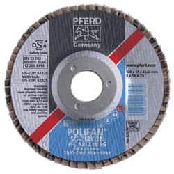 PFERD - 5" 60 Grit 7/8" Center Hole Type 27 Zirconia Alumina Flap Disc - Industrial Tool & Supply