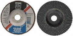 PFERD - 60 Grit, 4" Disc Diam, 5/8" Center Hole, Type 27 Zirconia Alumina Flap Disc - 15,300 Max RPM, Fiberglass Backing, Arbor Attaching System, Coated - Industrial Tool & Supply