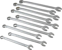 Proto - 10 Piece, 10mm to 19mm, 12 Point Combination Wrench Set - Metric Measurement Standard, Satin Chrome Finish, Comes in Nylon Roll - Industrial Tool & Supply