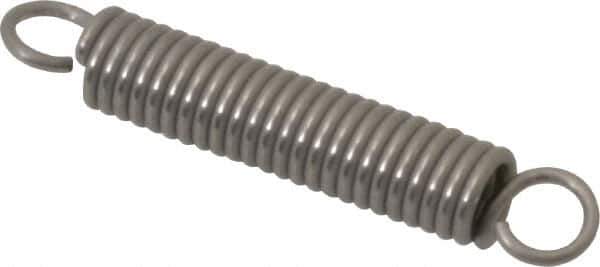 Made in USA - 1/4" OD, 10.27 Lb Max Load, 1.62" Max Ext Len, 0.041" Wire Diam Stainless Steel Extension Spring - 15.84 Lb/In Rating, 2.8 Lb Init Tension, 1-1/2" Free Length - Industrial Tool & Supply