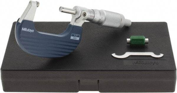 Mitutoyo - 1 to 2" Range, 0.0001" Graduation, Mechanical Outside Micrometer - Ratchet Stop Thimble, Accurate to 0.0001" - Industrial Tool & Supply