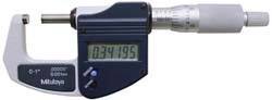 Mitutoyo - 0.001 mm Resolution, Standard Throat, Electronic Outside Micrometer - Includes Stand - Industrial Tool & Supply