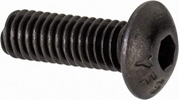 Value Collection - #8-36 UNF Hex Socket Drive, Button Screw - Alloy Steel, Black Oxide Finish, Fully Threaded, 1/2" Length Under Head - Industrial Tool & Supply