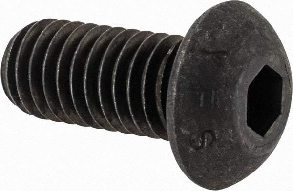 Value Collection - 7/16-14 UNC Hex Socket Drive, Button Screw - Alloy Steel, Black Oxide Finish, Fully Threaded, 1" Length Under Head - Industrial Tool & Supply