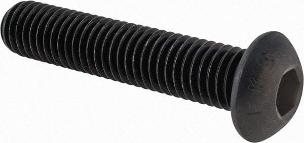 Value Collection - 1/2-13 UNC Hex Socket Drive, Button Screw - Alloy Steel, Black Oxide Finish, Fully Threaded, 2-1/2" Length Under Head - Industrial Tool & Supply