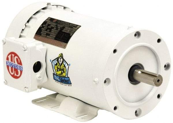 US Motors - 1 hp, TENV Enclosure, No Thermal Protection, 1,725 RPM, 208-230/460 Volt, 60 Hz, Three Phase Energy Efficient Motor - Size 143TC Frame, C-Face/Base Mount, 1 Speed, Ball Bearings, 3.3-3.2/1.6 Full Load Amps, F Class Insulation, Reversible - Industrial Tool & Supply