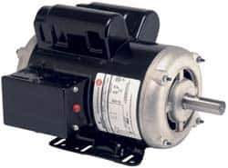 US Motors - 5 hp, ODP Enclosure, Manual Thermal Protection, 3,450 RPM, 230 Volt, 60 Hz, Single Phase Capacitor Start-Cap Run Motor - Size 143T Frame, Rigid Mount, 1 Speed, Ball Bearings, 21 Full Load Amps, B Class Insulation - Industrial Tool & Supply
