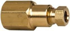 Parker - 1/4" OD, Brass Female Connector - 2,100 Max Working psi, 11/16" Hex, Comp x FNPT Ends - Industrial Tool & Supply