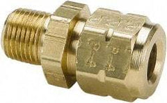 Parker - 3/8" OD, Brass Male Connector - 400 Max Working psi, 11/16" Hex, Comp x MNPT Ends - Industrial Tool & Supply
