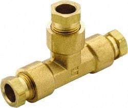 Parker - 1/2" OD, Brass Union Tee - 1,150 Max Working psi, 3/4" Hex, Comp x Comp x Comp Ends - Industrial Tool & Supply