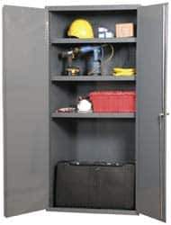 Durham - 4 Shelf Locking Storage Cabinet - Steel, 36" Wide x 18" Deep x 72" High, Gray - Industrial Tool & Supply