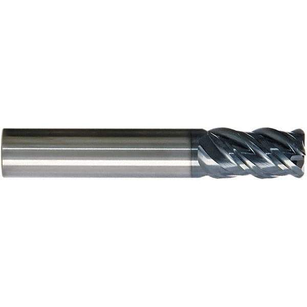 SGS - 1/2", 4 Flute, Single End, Solid Carbide, 0.0250 - 0.0300" Corner Radius End Mill - 3-1/4" OAL, Right Hand Flute, 1-1/4" LOC, Right Hand Cut - Industrial Tool & Supply