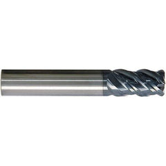 SGS - 1/2", 4 Flute, Single End, Solid Carbide, 0.0250 - 0.0300" Corner Radius End Mill - 3-1/4" OAL, Right Hand Flute, 1-1/4" LOC, Right Hand Cut - Industrial Tool & Supply