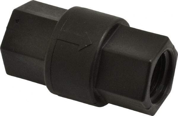 Specialty Mfr - 1/2" Polypropylene Check Valve - Inline, FNPT x FNPT, 125 WOG - Industrial Tool & Supply