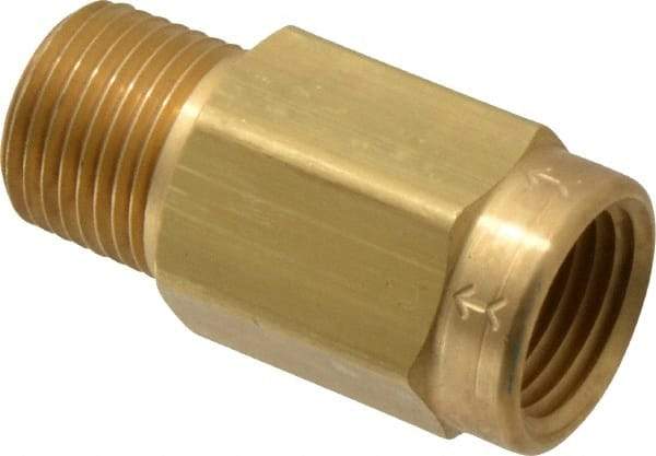 Specialty Mfr - 1/2" Brass Check Valve - Inline, FNPT x MNPT, 500 WOG - Industrial Tool & Supply
