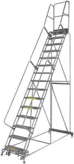 Ballymore - 192" 15 Step Ladder - 350 Lb Capacity, 150" Platform Height, 42" Base Width x 108" Depth, Grip Strut - Industrial Tool & Supply