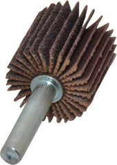 Norton - 1" Diam x 1" Face Width, Medium Aluminum Oxide Coated Mounted Flap Wheel - 1/4" Shank Mount, 60 Grit, Cloth Backing, 30,000 Max RPM - Industrial Tool & Supply