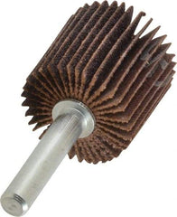 Norton - 1" Diam x 1" Face Width, Medium Aluminum Oxide Coated Mounted Flap Wheel - 1/4" Shank Mount, 80 Grit, Cloth Backing, 30,000 Max RPM - Industrial Tool & Supply