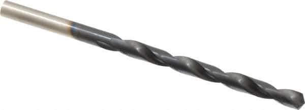 Hertel - #5 135° Cobalt Jobber Drill - TiAlN Finish, Right Hand Cut, Spiral Flute, Straight Shank, 3-3/4" OAL, Split Point - Industrial Tool & Supply