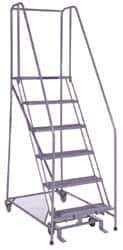 Ballymore - 90" 6 Step Ladder - 350 Lb Capacity, 60" Platform Height, 30" Base Width x 46" Depth, Grip Strut - Industrial Tool & Supply
